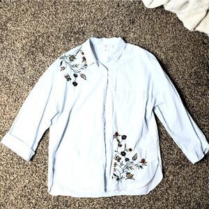 Zara Trafaluc | Floral Embroidered Button Down Top